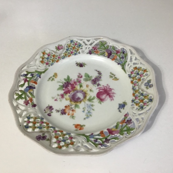 Vintage Schumann Bavaria With Flowers Pattern Reticulated Plate - Picture 6 of 7